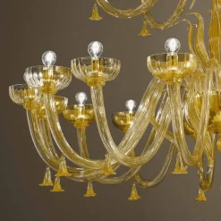 Lampadario in Vetro Veneziano e Oro Artigianale a 28 Luci Made in Italy - Regina