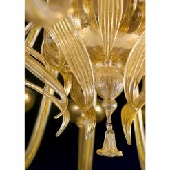 Lampadario in Vetro Veneziano e Oro Artigianale a 28 Luci Made in Italy - Regina