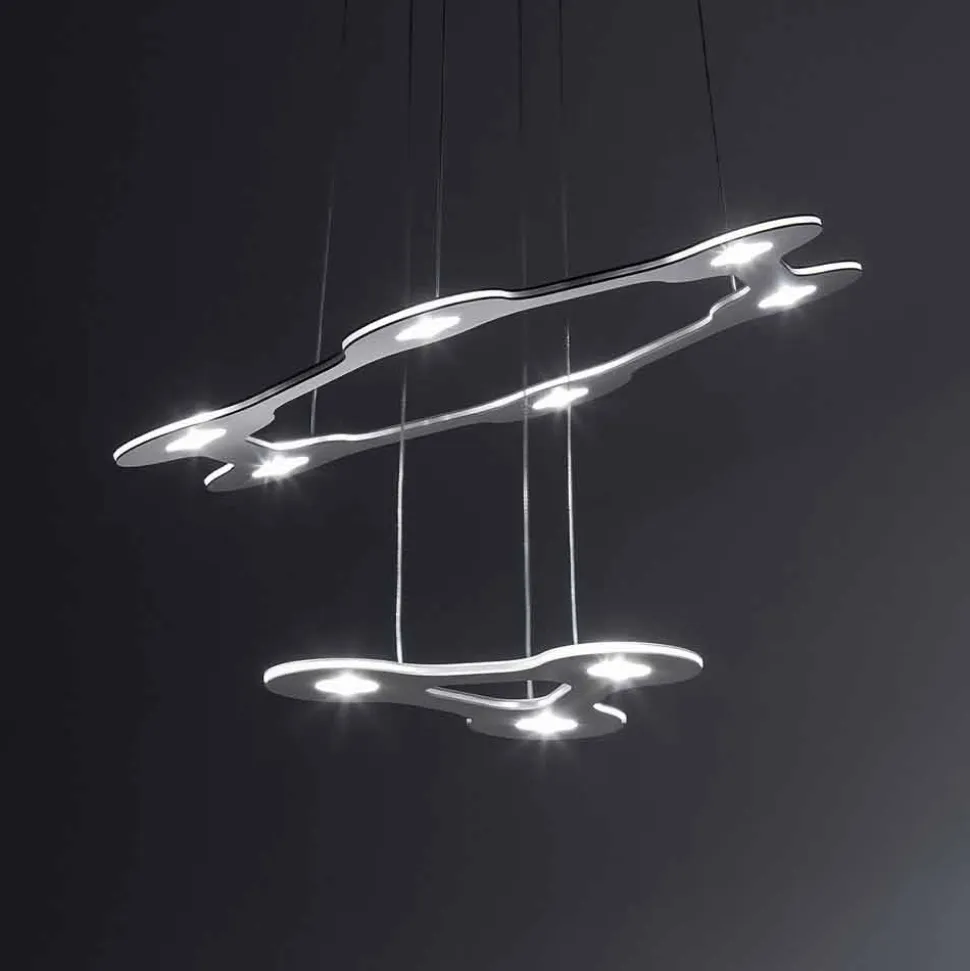 Lampadario LED a 9 Luci in Alluminio Verniciato Made in Italy Pregiato - Flash