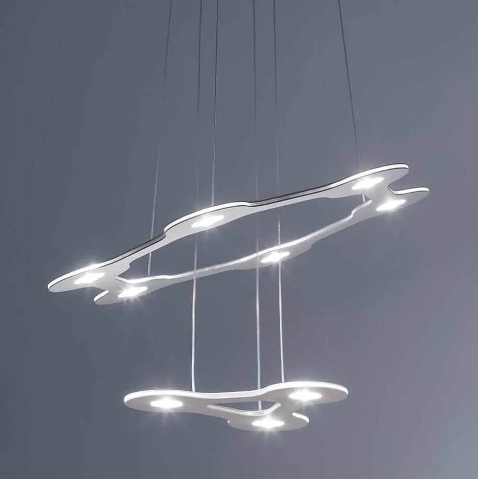 Lampadario LED a 9 Luci in Alluminio Verniciato Made in Italy Pregiato - Flash