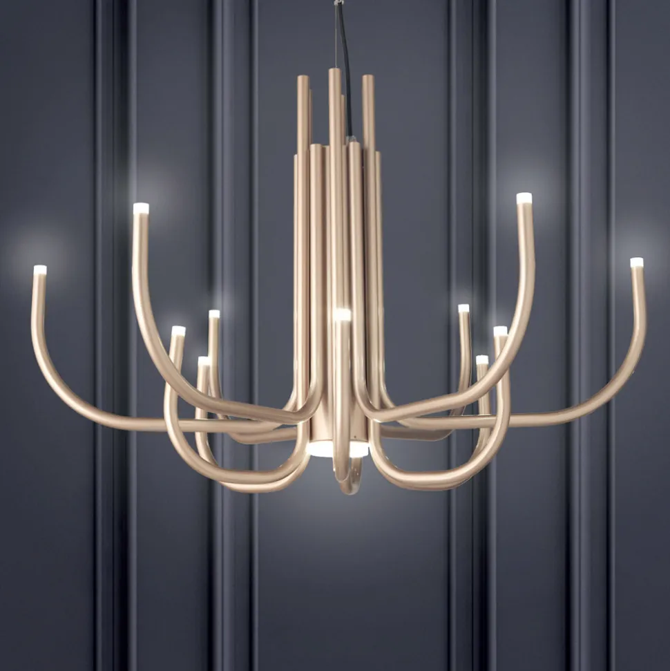 Lampadario LED 13 Luci in Metallo Verniciato Bianco, Nero o Oro - Scorpio