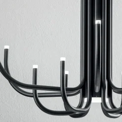 Lampadario LED 13 Luci in Metallo Verniciato Bianco, Nero o Oro - Scorpio