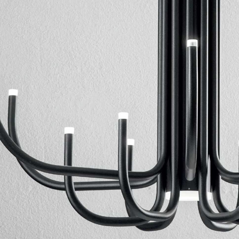 Lampadario LED 13 Luci in Metallo Verniciato Bianco, Nero o Oro - Scorpio