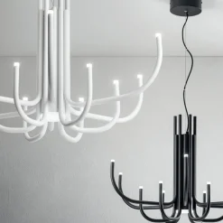 Lampadario LED 13 Luci in Metallo Verniciato Bianco, Nero o Oro - Scorpio