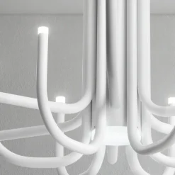Lampadario LED 13 Luci in Metallo Verniciato Bianco, Nero o Oro - Scorpio