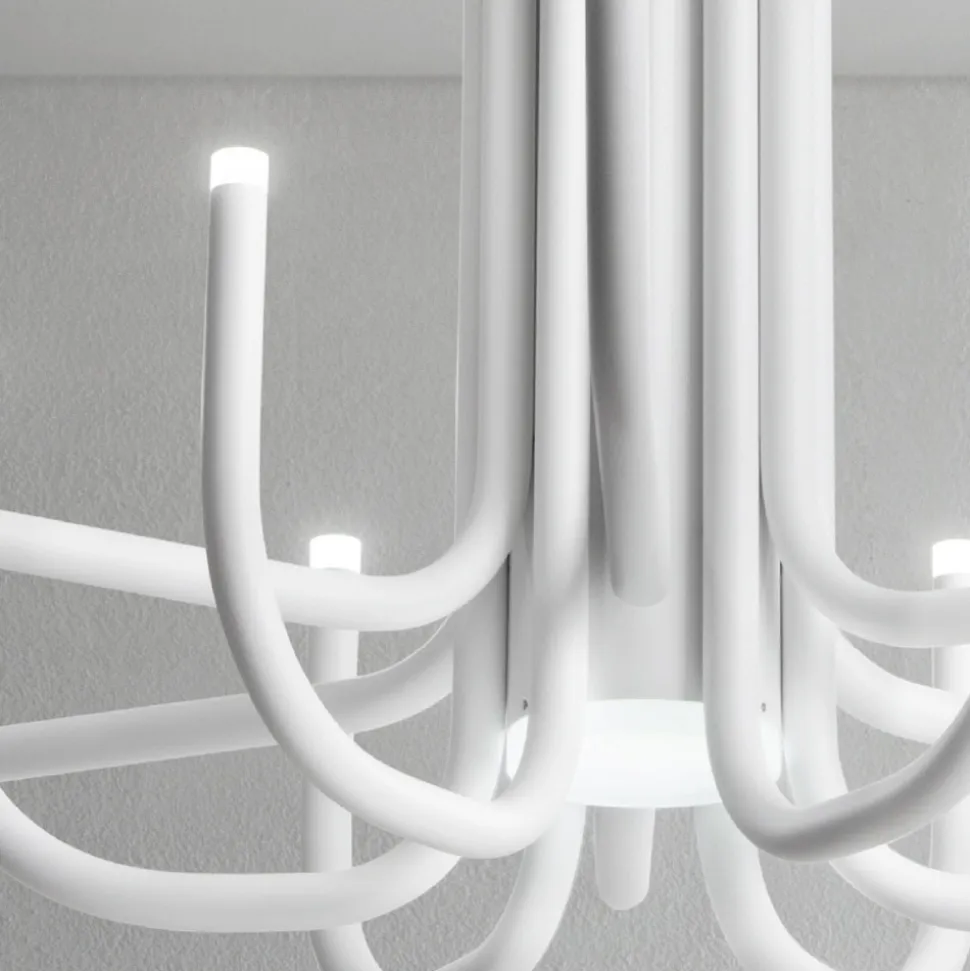 Lampadario LED 13 Luci in Metallo Verniciato Bianco, Nero o Oro - Scorpio