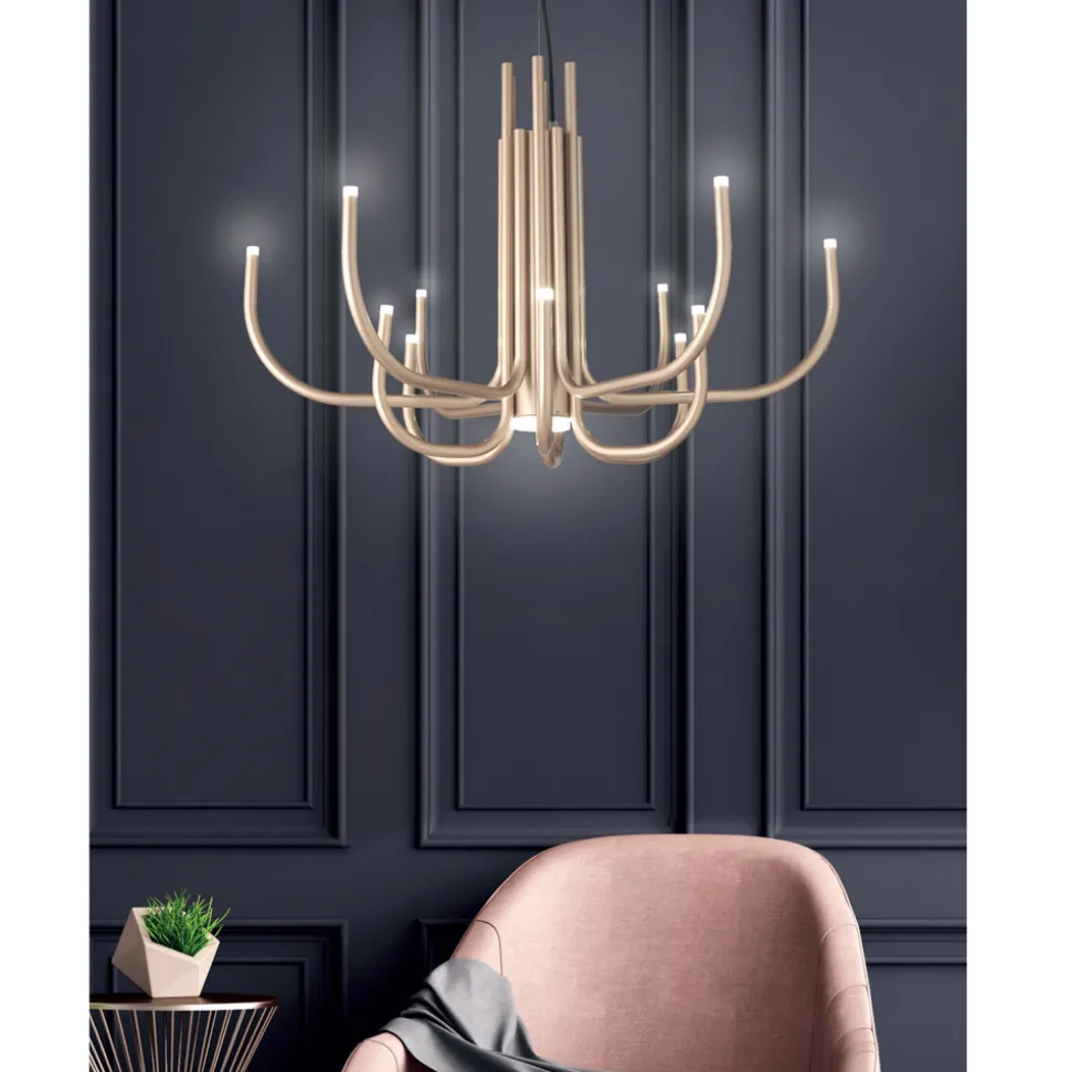 Lampadario LED 13 Luci in Metallo Verniciato Bianco, Nero o Oro - Scorpio