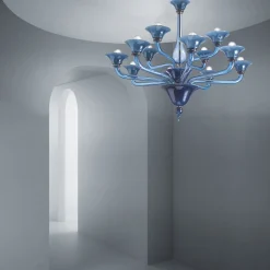 Lampadario 12 Luci Artigianale in Vetro Veneziano Made in Italy - Ismail
