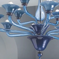 Lampadario 12 Luci Artigianale in Vetro Veneziano Made in Italy - Ismail