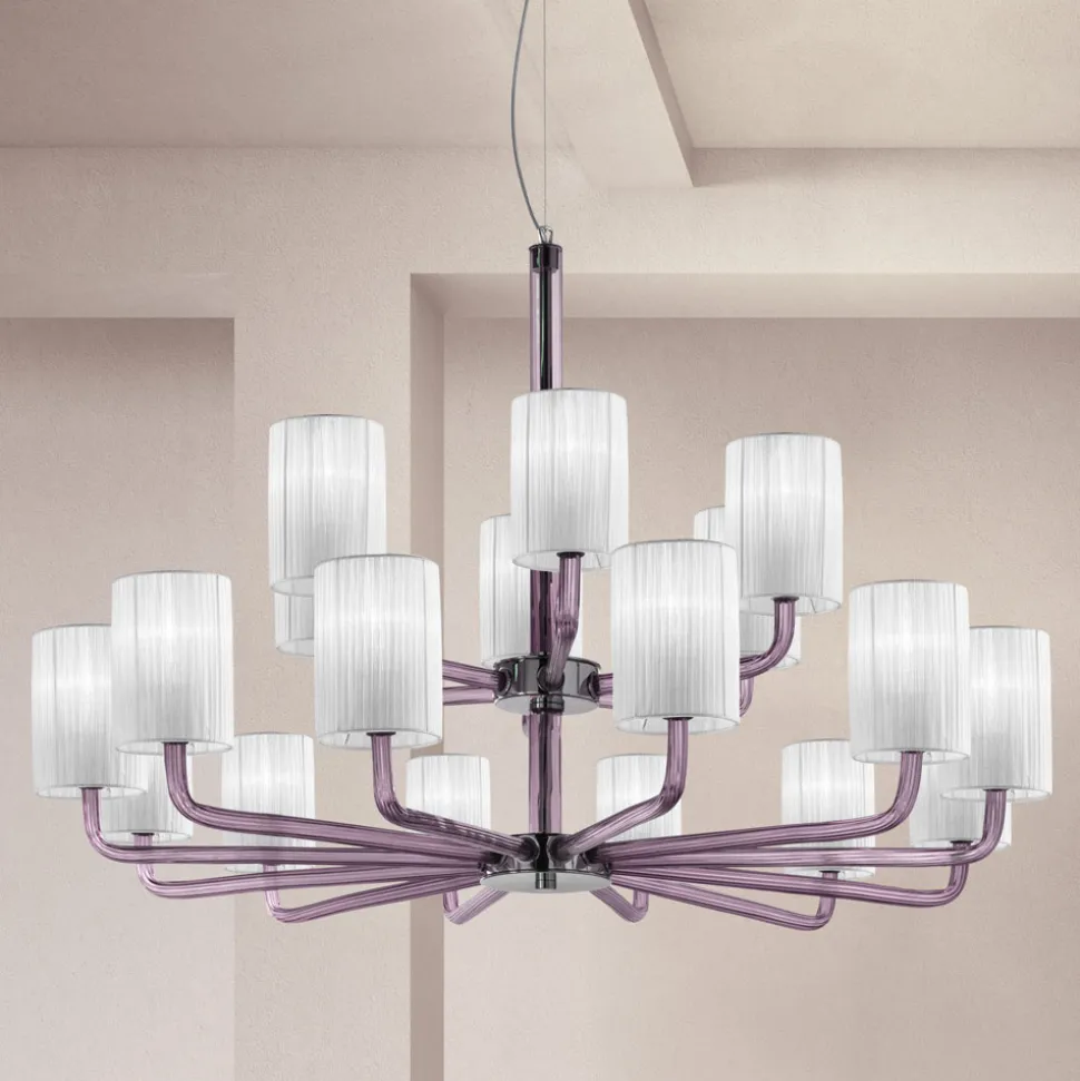 Lampadario 18 Luci Artigianale in Vetro Veneziano Made in Italy - Graham