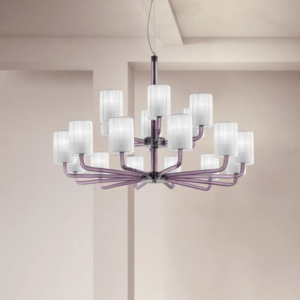 Lampadario 18 Luci Artigianale in Vetro Veneziano Made in Italy - Graham