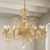 Lampadario 12 Luci Artigianale in Vetro di Venezia e Metallo - Fiorentino