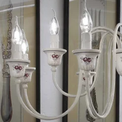 Lampadario 12 Luci Artigianale Ceramica Dipinta a Mano e Ottone - Sanremo