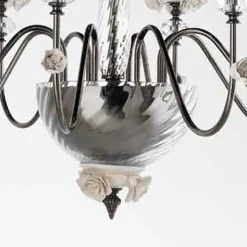 Lampadario 8 Luci Classico in Porcellana e Vetro Soffiato Lusso - Eteria
