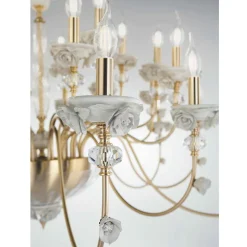 Lampadario 8 Luci Classico in Porcellana e Vetro Soffiato Lusso - Eteria