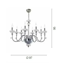 Lampadario 8 Luci Classico in Porcellana e Vetro Soffiato Lusso - Eteria