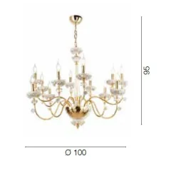 Lampadario 12 Luci Classico in Porcellana e Vetro Soffiato Lusso - Eteria