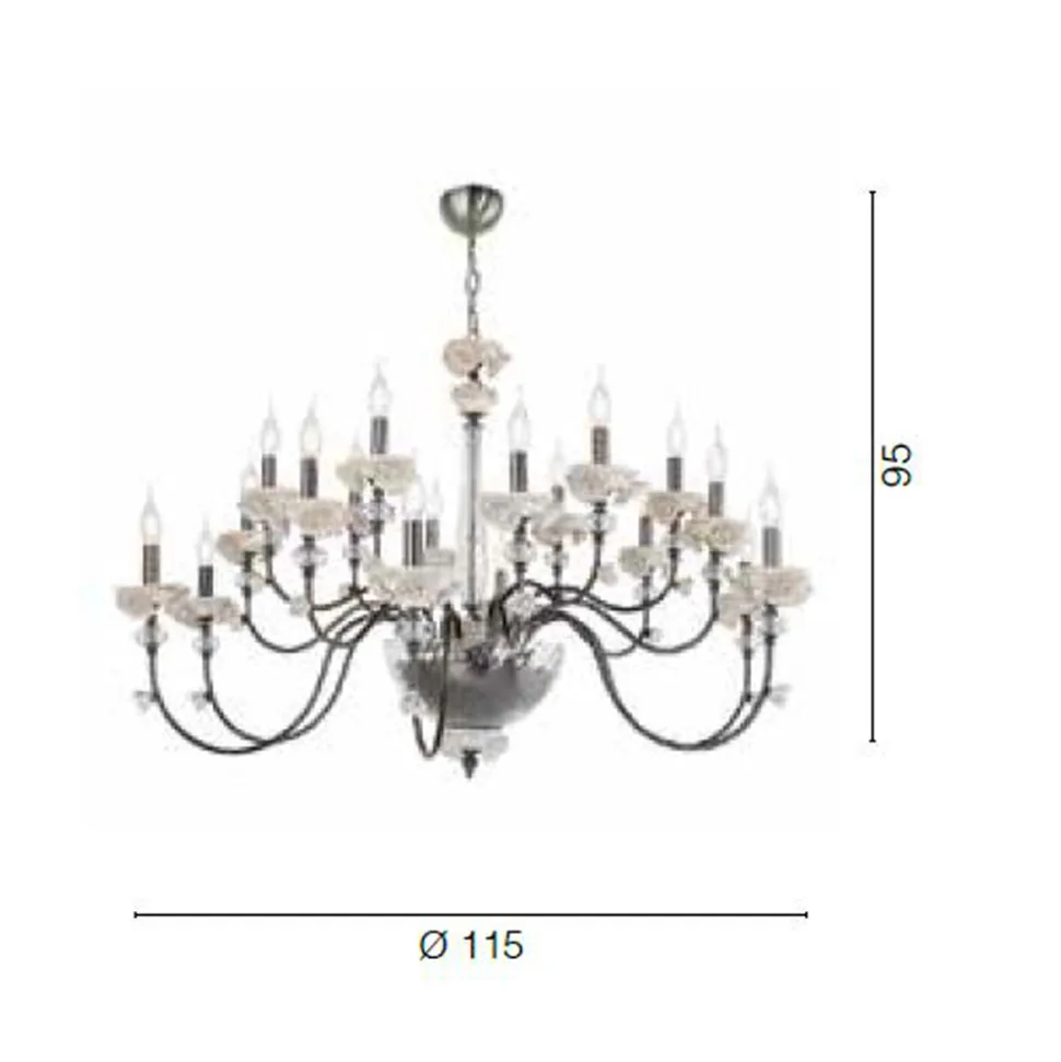 Lampadario 18 Luci Classico in Porcellana e Vetro Soffiato Lusso - Eteria