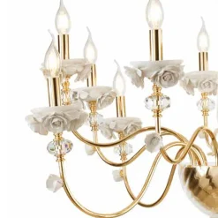 Lampadario 18 Luci Classico in Porcellana e Vetro Soffiato Lusso - Eteria