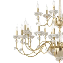Lampadario 24 Luci Classico in Porcellana e Vetro Soffiato Lusso - Eteria