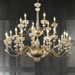 Lampadario 24 Luci Classico in Porcellana e Vetro Soffiato Lusso - Eteria