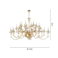 Lampadario 30 Luci Classico in Porcellana e Vetro Soffiato Lusso - Eteria