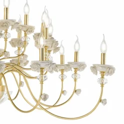 Lampadario 30 Luci Classico in Porcellana e Vetro Soffiato Lusso - Eteria