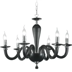 Lampadario 6 Luci Classico in Vetro Italiano Fatto a Mano - Rapallo