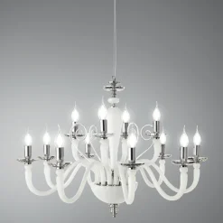 Lampadario 12 Luci Classico in Vetro Fatto a Mano e Cristallo - Mariangela