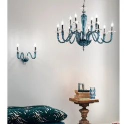 Lampadario 12 Luci Classico in Vetro Fatto a Mano e Cristallo - Mariangela