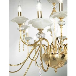 Lampadario 8 Luci Classico in Vetro, Cristallo e Metallo Lusso - Flanders