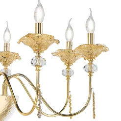 Lampadario 8 Luci Classico in Vetro, Cristallo e Metallo Lusso - Flanders