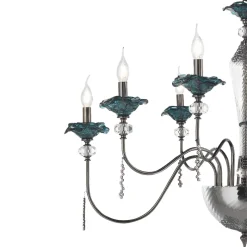 Lampadario 8 Luci Classico in Vetro, Cristallo e Metallo Lusso - Flanders