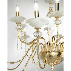 Lampadario 12 Luci Classico in Vetro, Cristallo e Metallo Lusso - Flanders