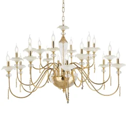 Lampadario 18 Luci Classico in Vetro, Cristallo e Metallo Lusso - Flanders