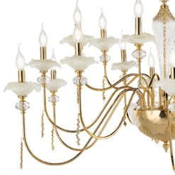 Lampadario 18 Luci Classico in Vetro, Cristallo e Metallo Lusso - Flanders
