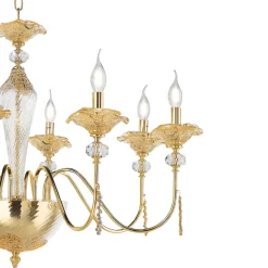 Lampadario 18 Luci Classico in Vetro, Cristallo e Metallo Lusso - Flanders