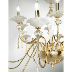 Lampadario 24 Luci Classico in Vetro, Cristallo e Metallo Lusso - Flanders