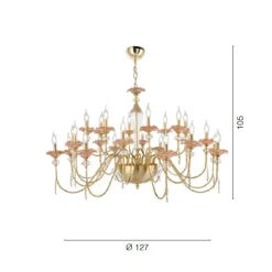 Lampadario 24 Luci Classico in Vetro, Cristallo e Metallo Lusso - Flanders
