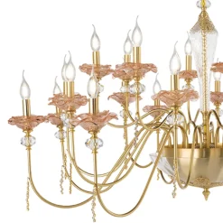 Lampadario 24 Luci Classico in Vetro, Cristallo e Metallo Lusso - Flanders