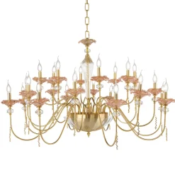 Lampadario 24 Luci Classico in Vetro, Cristallo e Metallo Lusso - Flanders