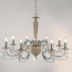 Lampadario 8 Luci Classico Vetro Artigianale Italiano e Cristallo - Malesia
