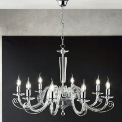 Lampadario 8 Luci Classico Vetro Artigianale Italiano e Cristallo - Malesia