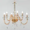 Lampadario 6 Luci Classico Vetro Italiano Lavorato a Mano Ambra - Similo