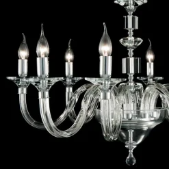 Lampadario 8 luci di desgin in vetro con decorazioni in cristallo Ivy