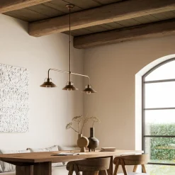 Lampadario 3 Luci in Ottone Stile Vintage Made in Italy - Cascina by Il Fanale