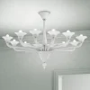 Lampadario 12 Luci in Vetro di Venezia Bianco e Metallo Cromato - Ismail