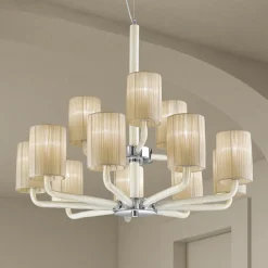 Lampadario 12 Luci in Vetro di Venezia e Metallo Made in Italy - Graham