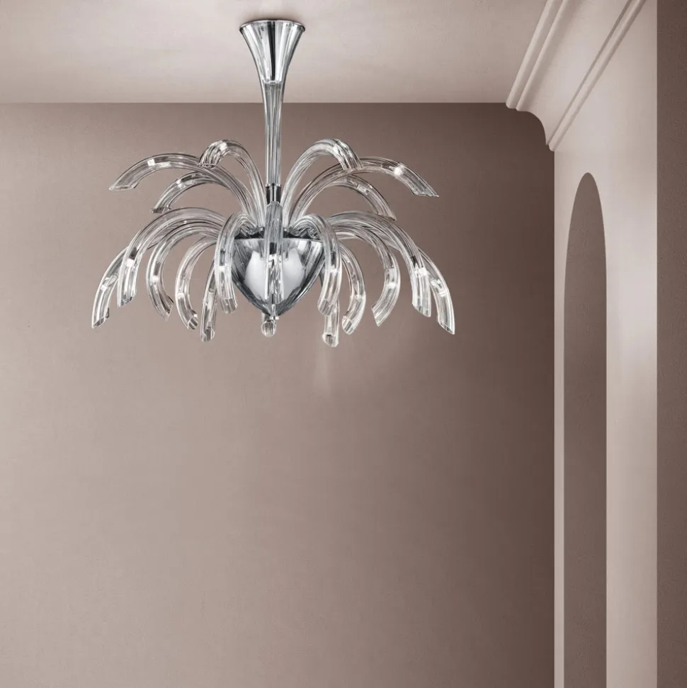 Lampadario 21 Luci in Vetro di Venezia Lavorato a Mano e Metallo - Jason