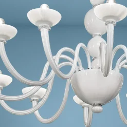 Lampadario 12 Luci in Vetro di Venezia e Metallo Made in Italy - Foscarino